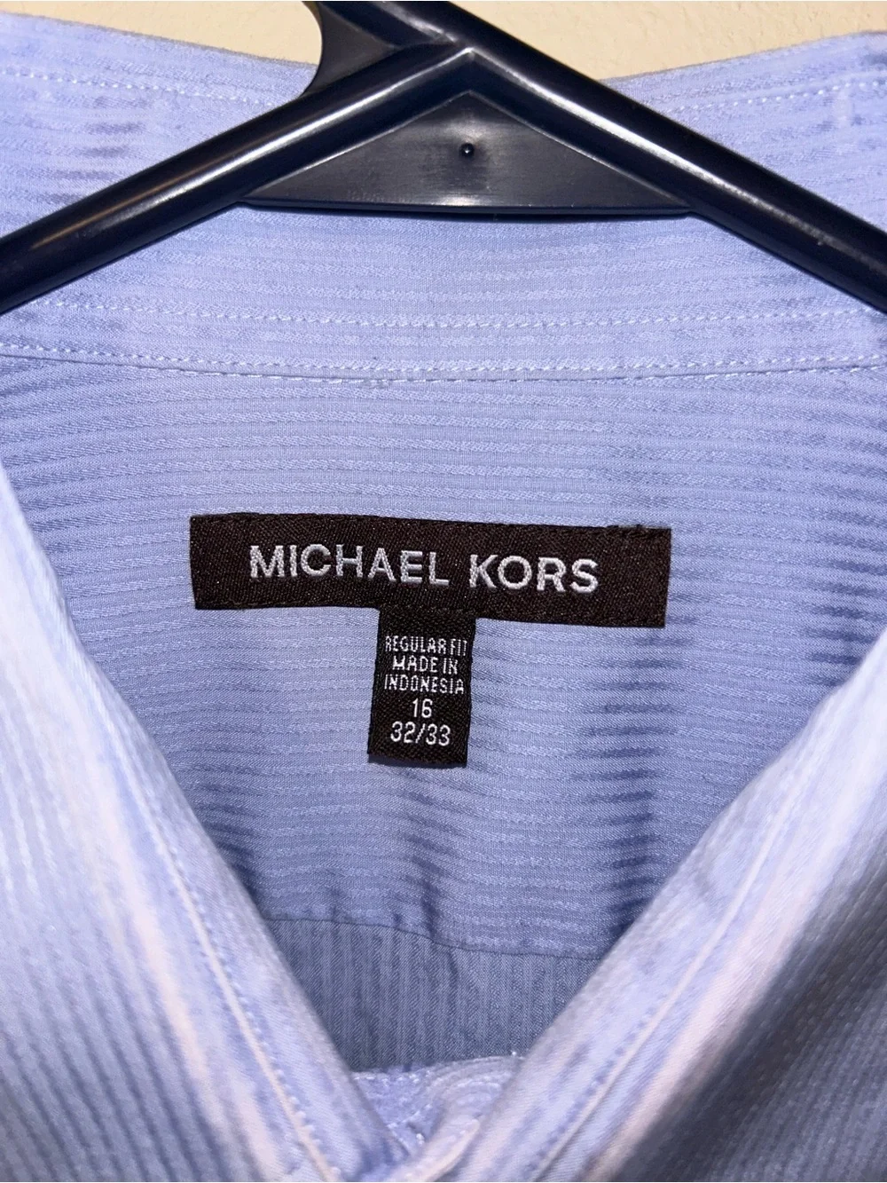 Michael Kors Light Blue Pinstripe Men's Dress Shirt - Picture 3 of 3